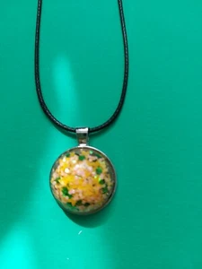 New handmade Resin dome pendant, leather Necklace - Picture 1 of 2