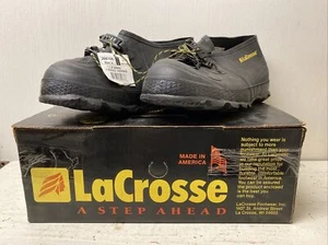 LaCrosse 5" Tracktion 2-Buckle Rubber Overshoe Work Boots, Black, Mens Sz 8 NEW - Picture 1 of 6