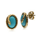Gemondo 925 Silver Yellow Gold Plated Turquoise Winding Snake Stud Earrings