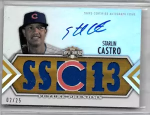 STARLIN CASTRO 2012 TOPPS 5 PIECE JERSEY & CERTIFIED AUTOGRAPH#02/25~CUBS - Picture 1 of 1