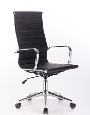 Silla de oficina Herman Miller Eames estilo cuero PU respaldo alto color negro o blanco Foto 1 de 2