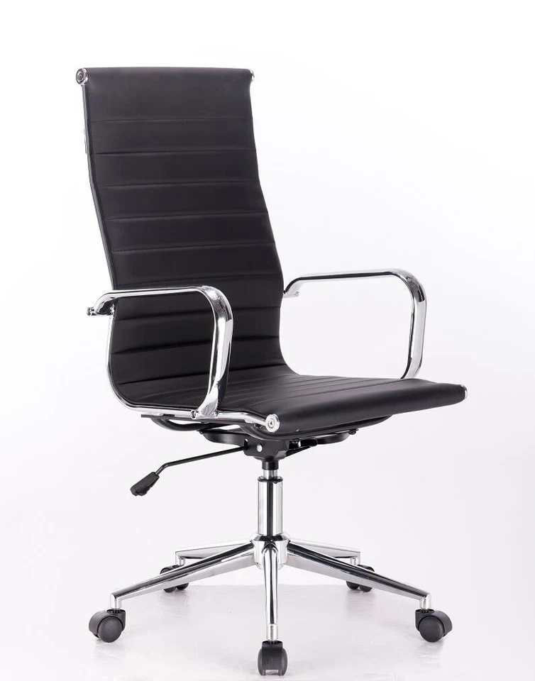 Silla de oficina Herman Miller Eames estilo cuero PU respaldo alto color negro o blanco Foto 1 de 2
