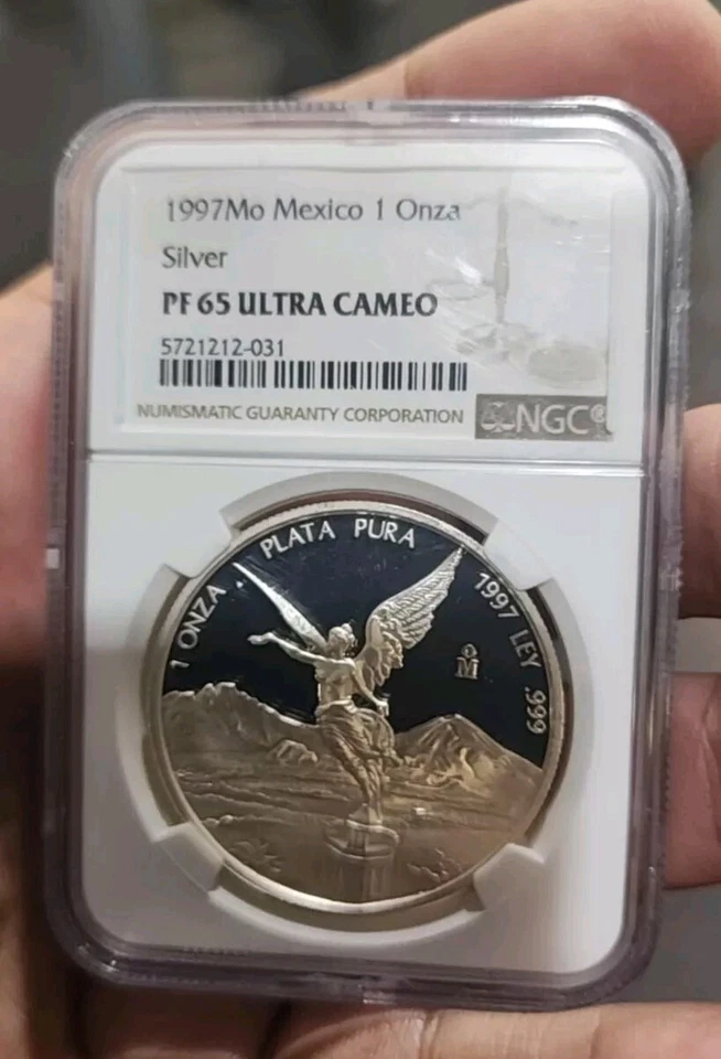 México 1997 1 OZ Plata Libertad Prueba PCGS PF65 DCAM Escaso Bajo De Colección  Foto 1 de 1