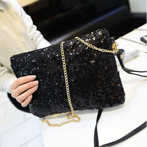 Evening Clutch Bag Glitter Sequin Handbag Sparkling Wallet Ladies Shoulder Bag