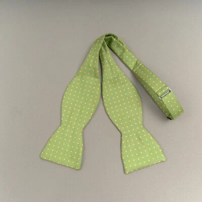 Pajarita Beau Ties Ltd verde amarillo seda lunares autocorbata Vermont Foto 1 de 4