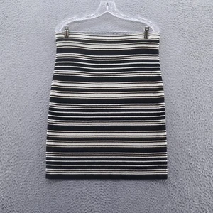LOFT Womens Straight Knit Sparkle Sweater Skirt Medium Black Gold Stripe NEW - Picture 1 of 11