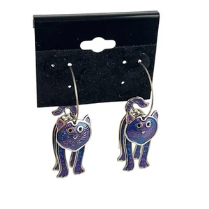 Vintage 1990s DESIGNER EDGAR BEREBI GOLD TONE ARTICULATE CAT EARRINGS - Picture 1 of 8