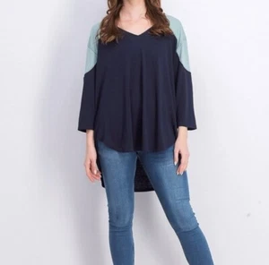 Free People Major Leagues Womens T Shirt Navy Combo - Picture 1 of 7