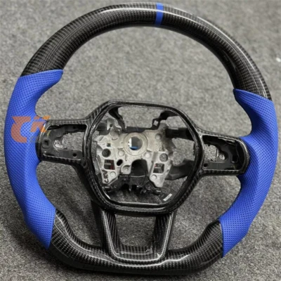 Ajuste para volante Honda CR-V 2023-2025 personalizado fibra de carbono cuero azul Foto 1 de 4
