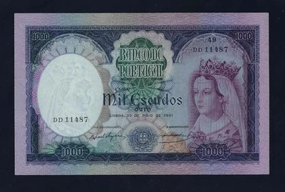 Portugal 1000 Escudos 1961 P-166 AU-UNC - Image 1 of 2