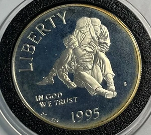 1995 S US Proof Commemorative Dollar -Civil War - 90% Silver - Lot of 2 - Picture 1 of 4
