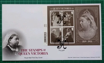 2025 Stamps of Queen Victoria Barcoded Miniature Sheet FDC East Cowes PL FDI - Image 1 of 2