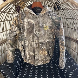 RealTree Camo Camouflage Bomber Jacket Hood Youth Boys Kids L 10-12 Hunting - Picture 1 of 18