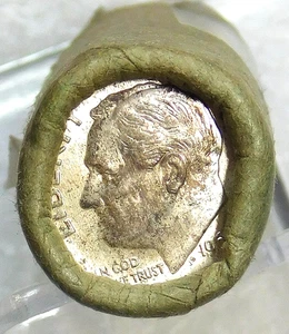 1964 Roosevelt Silver Dime Gem BU Original UNPICKED Roll of 50 coins #J238Z - Picture 1 of 4