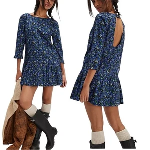 Free People The Avenue Mini Coquette Kleid Blumen Rüschen Cutout U-Ausschnitt S - Bild 1 von 13