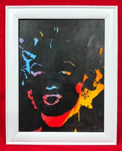 ANDY WARHOL MARYLIN REVERSAL SERIES SCREENPRINT ON CANVAS WITH FRAME VERY NICE - Picture 1 of 13