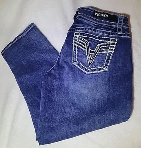 Vigoss Heritage Fit Capri Jeans Womens Size 4 Medium Wash Denim Low Rise Zip - Picture 1 of 12