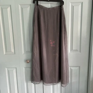 Maxi Falda Floral Gris Seda Granate Colina De Colección 14 Cintura Elástica Hada - Imagen 1 de 12