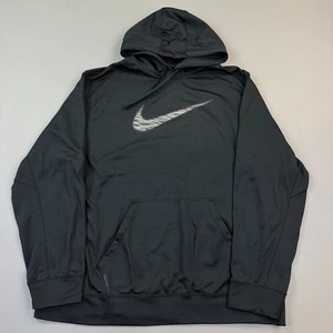 Nike Hoodie Mens 2XL Black Therma Fit Big Center Swoosh Logo Active Pullover - Picture 1 of 13