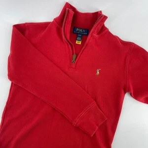 Polo Ralph Lauren Pullover Half Zip Sweatshirt Rot Pony Logo Kinder Gr. S - Bild 1 von 6