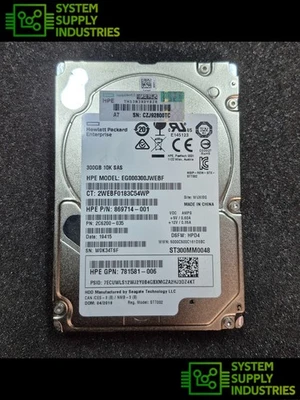 20x HP EG000300JWEBF 300GB 10K 6Gbps 2.5" SAS HDD P/N:869714-001 NO CADDY JOBLOT - Image 1 of 3