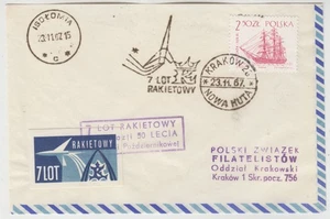 POLAND 1967 ROCKET POST official label on cover with KRAKOW NOWA HUTA cancel - Picture 1 of 4