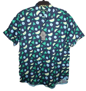 Visconti Short Sleeve Shirt Large Stretch Navy Blue Hawaiian / Graphics NWT - Picture 1 of 3