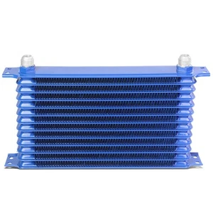 Universal 13 Row AN10 Engine Transmission Oil Cooler+ Filter Relocation Kit Blue - Picture 1 of 6