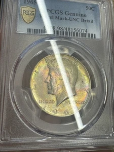 Rainbow Toned 1965 JFK Half Dollar PCGS UNC DETAILS - Bild 1 von 2