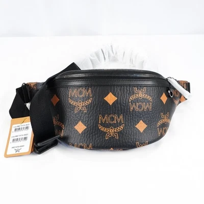 MCM Fursten Visetos Leather Belt Bag In Black And Brown With Adjustable Strap - Image 1 of 4