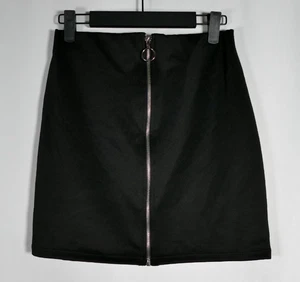 Vintage Silhouette NYC Damen Y2K Reißverschluss vorne Mini Bleistiftrock Gr. M schwarz Goth Baddie - Bild 1 von 8