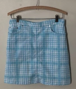 Hearts of Palm Gr. 8 himmelblau weiß kariert 5-Pocket Rock integrierte Shorts Stretch - Bild 1 von 7
