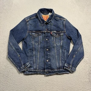Levis Denim Trucker Jacket Mens Small Blue Stretch Button Up Classic Retro - Picture 1 of 7