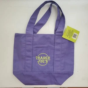 Trader Joes Mini Canvas Tote Bag, purple Trick or Treat Halloween tote, NWT - Picture 1 of 4