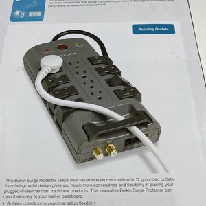 Belkin BP112230-08 Prise pivotante protection contre les surtensions 12 prises 8 pieds cordon gris - Photo 1/6