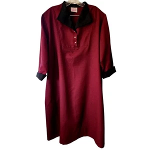 Vestido Camisa Vintage California Looks Borgoña Cuello Ancho Botones - Imagen 1 de 5
