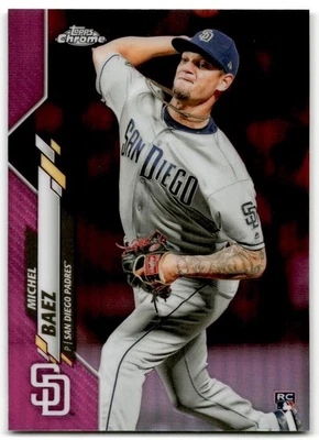 2020 Topps Chrome #187 Michel Baez Pink Refractor San Diego Padres Rookie - Image 1 of 2
