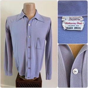1950s Vtg Hathaway Tycora Nylon Lavender Shirt M / L Frank Bros Rockabilly 50s - Picture 1 of 18