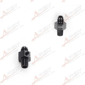 2PCS 6AN Male To 3/8" NPT With 1/8" NPT Gauge Port Fuel Gauge Adapter Black US - Foto 1 di 8