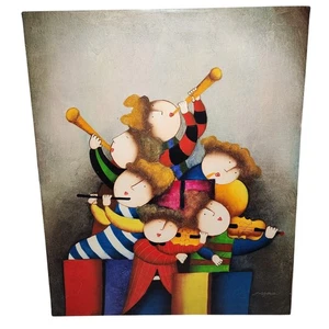 Joyce J Roybal Musical Niños Firmado Acrílico Óleo sobre Lienzo 24 x 20 - Imagen 1 de 6
