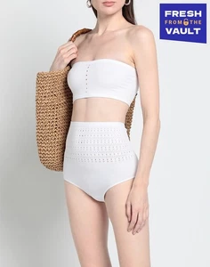 Parte inferior de bikini Alaia PVP €250 FR34 US2 UK6 XS blanca elástica calada tiro alto - Imagen 1 de 7