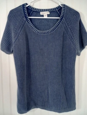 Suéter Acanalado Coldwater Creek L Grande Denim Desteñido Azul Algodón Para Mujer Foto 1 de 4