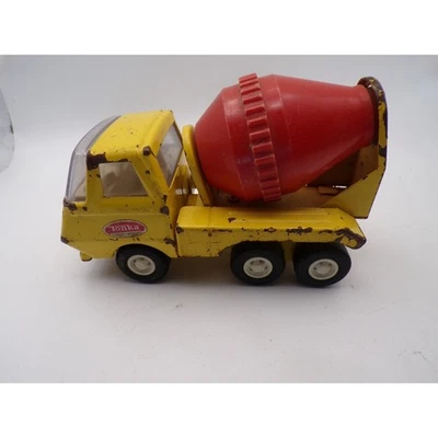 Vintage Tonka Cement Mixer Truck Pressed Steel Yellow Red Toy Vehicle 1:32 - Image 1 of 4