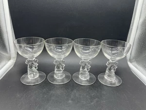Bicchieri da cocktail cordiali Heisey testa di gallo stelo (4) anni 40 vintage rari - Foto 1 di 15