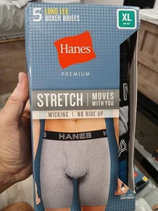Hanes Ultimate Boxer Brief 5-Pack Men's Stretch Long Leg Comfort X Large 40/42 - Picture 1 of 5