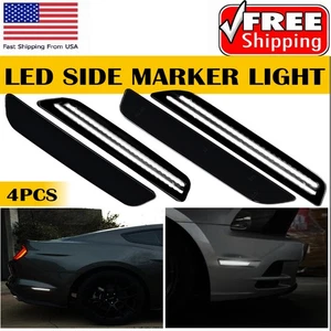 4Pcs Smoked Lens Rear+Front LED Bumper Marker Lights 2010-2014 For Ford Mustang - Picture 1 of 18