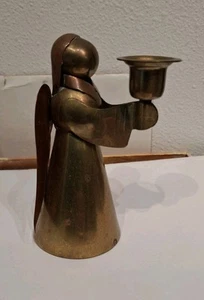 Vintage Brass And Copper Metal Angel Candle Holder 4.25 Inches Tall - Picture 1 of 5