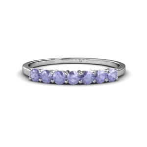 TriJewels Round Tanzanite 7 Stone Wedding Band 14K Gold JP:33294 - Picture 1 of 4