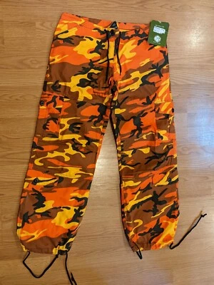 NWT ROTHCO Women's Orange Paratrooper Fatigues Pants Camo Orange - S - Image 1 of 4