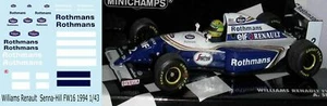 1/43 Decals per WILLIAMS RENAULT SENNA HILL FW16 1994 TBD59 - Photo 1/1